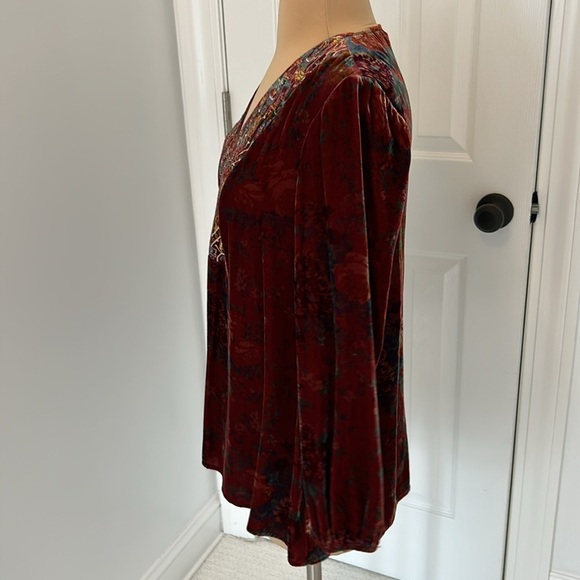 Sundance Velvet Floral Embroidered V Neck Top - Picture 4 of 9